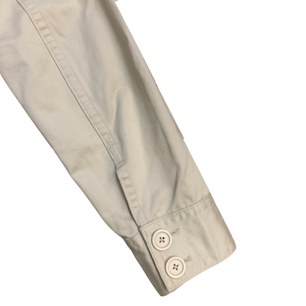 Gap Short Trench Coat Beige Tan XS Jacket Cotton Fisherman Utilitarian Coastal - Picture 8 of 10